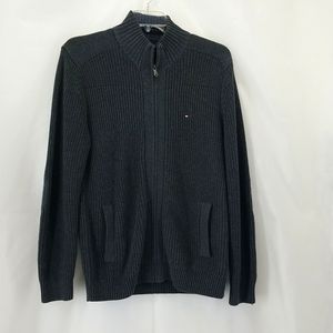 TOMMY HILFIGER Full Zip Pocketed and Elbow Patched Sweater